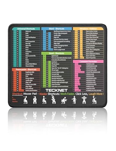 Tecknet Mouse Pad for Excel Word Powerpoint Windows Shortcuts