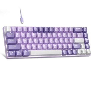MageGee Portable 60% Mechanical Gaming Keyboard, Mk-Box LED White Backlit Compact 68 Keys Mini Wired Office Keyboard with Red Switch for Windows Laptop PC Mac - Violets