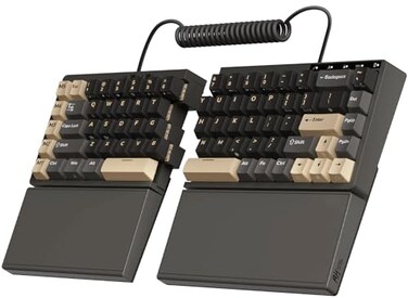 Rk royal kludge S70 Ergonomic Split Keyboard, Linear Creamy Switch Black