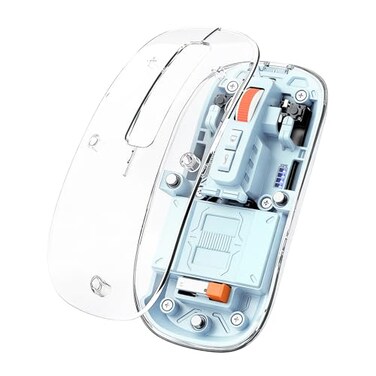 Fmouse Slim Transparent Wireless Mouse, Tri-Mode Dual Bluetooth &amp; 2.4G USB