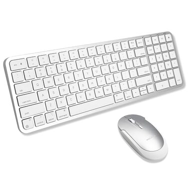Macally Bluetooth Mac Keyboard and Mouse (Compact, Multi Device, Rechargeable) - Wireless Apple Keyboard and Mouse Combo - for Mac Mini/Studio, Macbook Pro/Air, Imac, Ipad, Iphone - Silver