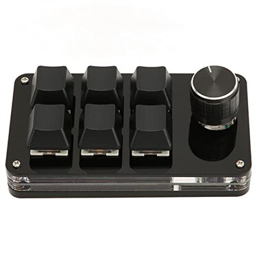 Ejoyous 6 Key Keypad, USB Programmable Macro Keyboard One Handed Mini Mechanical Gaming Keyboard with Knob for PC Computer Game Office