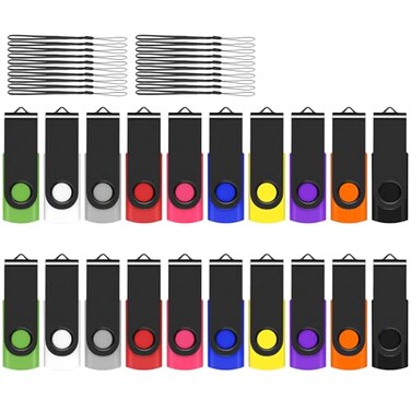 Eastbull USB Flash Drive Bulk 16GB 20 Pack with Lanyards USB 2.0 Thumb Drive Bulk Memory Stick USB Mass Storage