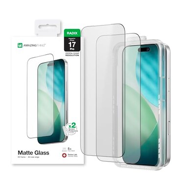 AMAZINGthing For Iphone 17 Pro Radix - Matte Glass Screen Protector, Anti-Glare Matte, 9H Tempered Glass, Full Coverage, Case Friendly, Oleophobic, Alignement Frame, 2 Pack