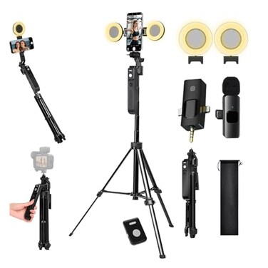 Litchitech Vlogging Kit for Iphone/Android, 70.9" Auto Face Tracking Tripod