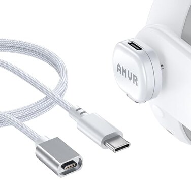 Amvr Magnetic Charging Cable Kit Compatible with Meta Quest 3/3S/Pro Accessories, USB-C 3.0 Power Port, Premium Device Protection (Cannot Transmit Data Simultaneously)