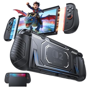 Fastsnail Switch 2 Protective Case with Ergonomic Grip for Joycon 2(Black)