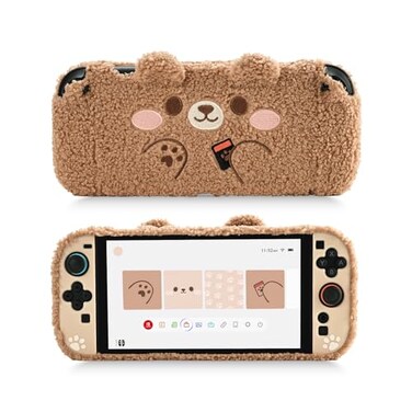 GeekShare Plush Case Compatible with Switch 2 (2025), NS2 Protective Cover for Switch Console and Grip Joy Controller, Plush Bear