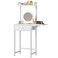 Yatiney Small Vanity Desk Without Mirror, Makeup Vanity Table for Small Space, Compact White Dressing Table with Fold-up Panel and Fabric Drawer, for Bedroom, Easy Assembly, White
