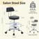 Firavoe Rolling Stool with Back, Adjustable Height Foot Rest Rolling Salon Chair 19.5"-26.6", Black Ergonomic Stool (Black)