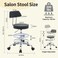 Firavoe Rolling Stool with Back, Adjustable Height Foot Rest Rolling Salon Chair 19.5"-26.6", Black Ergonomic Stool (Black)