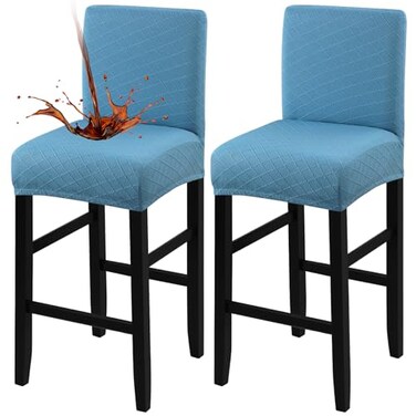 Fuloon Waterproof Barstool Covers Chair Slipcovers, Lake Blue, 2 Pack