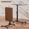 Gtplayer Small Standing Desk, 24 Inches Foldable Mobile Rolling Laptop PC Table with Lockable Casters, Adjustable Height Overbed Bedside Table Computer Workstation for Home Office, Walnut-Foldable
