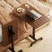Gtplayer Small Standing Desk, 24 Inches Foldable Mobile Rolling Laptop PC Table with Lockable Casters, Adjustable Height Overbed Bedside Table Computer Workstation for Home Office, Walnut-Foldable