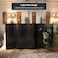 Red Lantern 4 Ft. Short Bamboo Wave Screen - Black