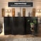 Red Lantern 4 Ft. Short Bamboo Wave Screen - Black