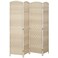 Homcom 4 Panel Room Divider 6 Ft Privacy Screen Hand-Woven Washed Oak