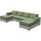 Unbbrrl 10 Pieces Stretch Sofa Cushion Covers for U-Shaped Modular Sectional Couch with 4 Seats+4 Backs+2 Arms, Upholstered Covers for Sofa Bed with Deep Double Chaise (Avocado,10 Pieces Set)