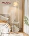 Vasagle Small Round Side End Table, Nightstand with Fabric Basket