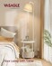 Vasagle Small Round Side End Table, Nightstand with Fabric Basket