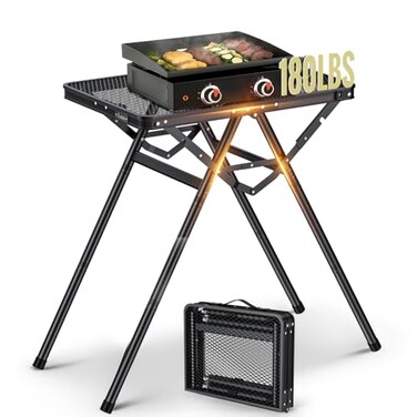 Anbte 2FT Folding Grill Table, Supports 180LBS, 2 Heights 27.5" for Camping