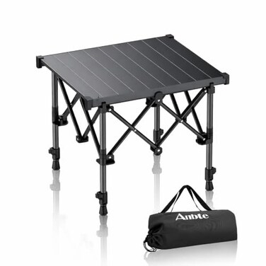 Anbte Roll up Camping Table, Adjustable Height Max 27.5", 20 X 16, Black