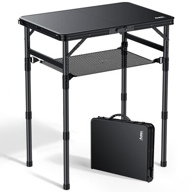Anbte 2 Ft Small Folding Table, 3 Adjustable Height for Camping, 23" X 16