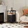 Somdot Narrow End Table with Charging Station, 2 Drawers, Slim Side Table