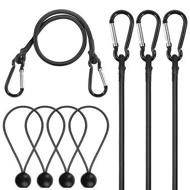 Digank 4 Pack 24 in Bungee Cords with Carabiner Hooks, 78 Lb Max Load