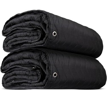 US Cargo Control 80" X 72" Large Sound Dampening Blankets with Grommets (2-Pack), Light Blocking Acoustic Blankets for Wall Hanging and Studios, Machine Washable, 9 Lbs