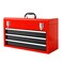 Big red Metal Tool Box, 20.5-inch, Portable Metal Tool Box with 3 Drawers