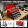 Big red Metal Tool Box, 20.5-inch, Portable Metal Tool Box with 3 Drawers