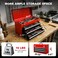 Big red Metal Tool Box, 20.5-inch, Portable Metal Tool Box with 3 Drawers