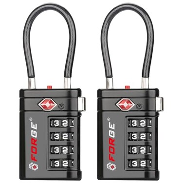 Forge Open Alert Tsa Approved Luggage Locks, Black, 2 Pack Locks.