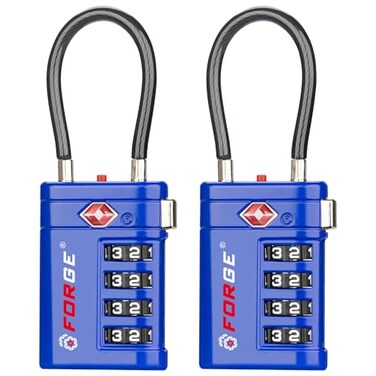 Forge Open Alert Tsa Approved Luggage Locks, Blue, 2 Pack Locks.