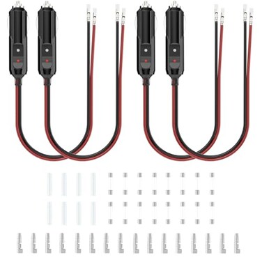 Bfxm 12V Cigarette Lighter Plug with 16AWG 1FT Wire (4 Pack)