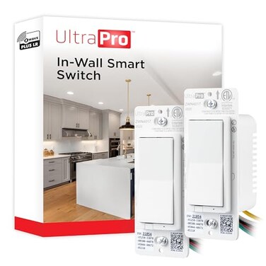 UltraPro Z-Wave Long Range on/Off Switch, 800 Series, Paddle, 2 Pack
