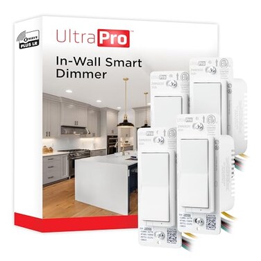UltraPro Z-Wave Long Range Dimmer Switch, 800 Series, Paddle, 4 Pack