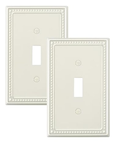 Treewell 2-Pack Single Toggle Light Switch Cover Plate, Light Almond