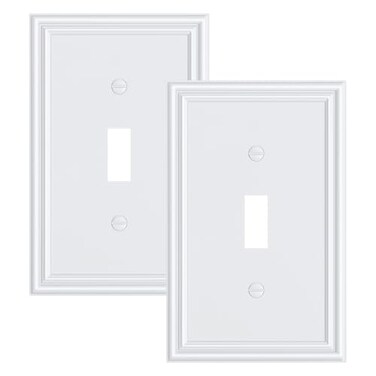 Treewell 2-Pack Zinc Alloy Single Toggle Light Switch Cover Plate, Solid Wall Plate