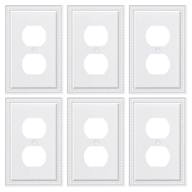 Treewell 6-Pack Pearls Unbreakable Polycarbonate Duplex Outlet Cover Plate