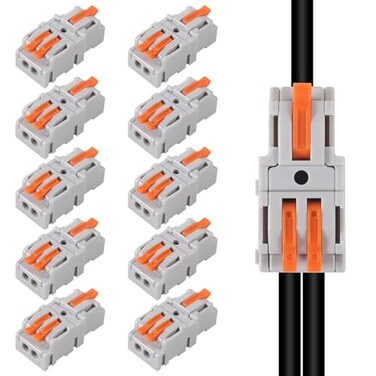 Shutao 10PCS 1 in 2 Lever Wire Connector Compact Diy Quick Connect Push-in Splitter Cable Splicing Butt Terminal Block Connectors - Mini Electrical Wire Splice 1 in 2 Out