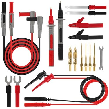 Umlife 25PCS Multimeter Test Leads Kit, Upgraded Test Leads Set with Replaceable Gold-Plated Multimeter Probes, Alligator Clips, Test Hooks and Back Probe Pins, Soft Silicone Volt Meter Lead