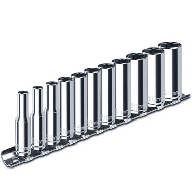 Pgroup 1/4" Drive Deep Socket Set, 11PCS Metric Size Socket Set (4Mm-14Mm), 6-Point Design, Equipped with Storage Holder, Chrome Vanadium Steel