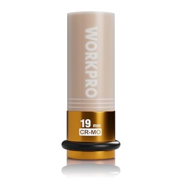 Workpro 1/2" Drive Lug Nut Impact Duty Socket, 19MM Deep Thin Wall Socket