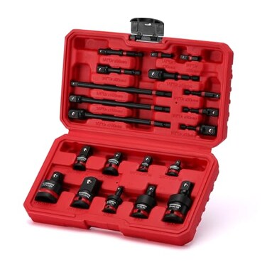 Casoman 20PCS 1/4" 3/8" 1/2" Drive Impact Socket Adapter Set, Includes Hex Shank Adapters &amp; Reducers, Cr-Mo Universal Swivel Socket