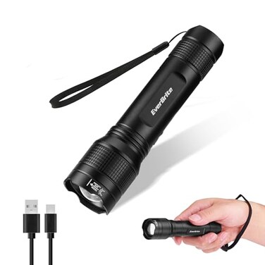 EverBrite 3000LM Rechargeable LED Flashlight with 5 Modes, Zoomable, USB-C