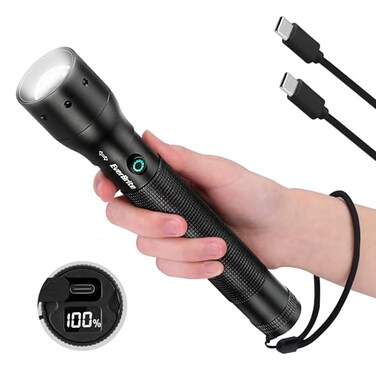 EverBrite 2500LM Edc Rechargeable Flashlight with 3 Modes, Zoomable