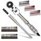 Geinxurn 60PCS 180 &deg; Pivoting Flex Head T-Handle Ratchet Wrench Set, 72-Tooth 1/4" Reversible Ratchet with Extension Bar, Socket Adapter &amp; 1" Impact Screwdriver Bits (Phillips/Torx/Hex) for Diy