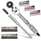 Geinxurn 60PCS 180 &deg; Pivoting Flex Head T-Handle Ratchet Wrench Set, 72-Tooth 1/4" Reversible Ratchet with Extension Bar, Socket Adapter &amp; 1" Impact Screwdriver Bits (Phillips/Torx/Hex) for Diy